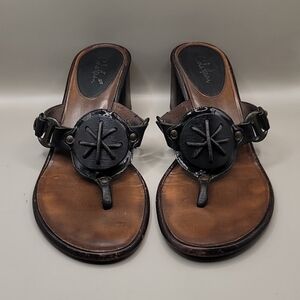 Cole Haan Antonia Thong Sandals Womens Sz 8 Brown Leather Chunky Bohemian Beachy